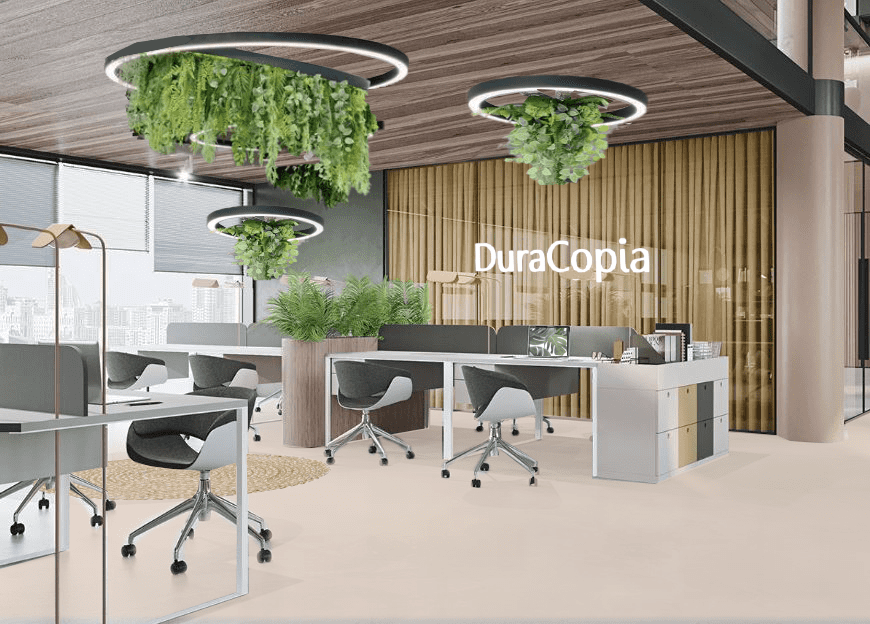 a room with plants from the ceiling